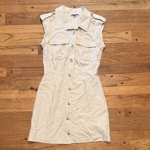 Gilli Light Tan Button-Up Mini Dress